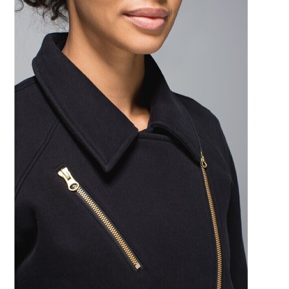Lululemon Lab Shadow Jacket Moto Black Cotton Fleece Small - Picture 5 of 8